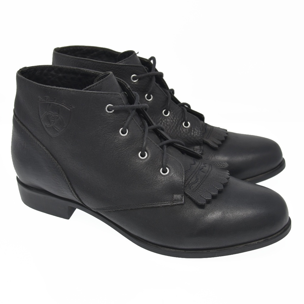 ARIAT ATS Sz 9.5 / 10 Black Leather Tassel Ankle Boots